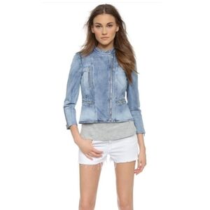 Rebecca Taylor Acid Wash Moto Denim Jacket
